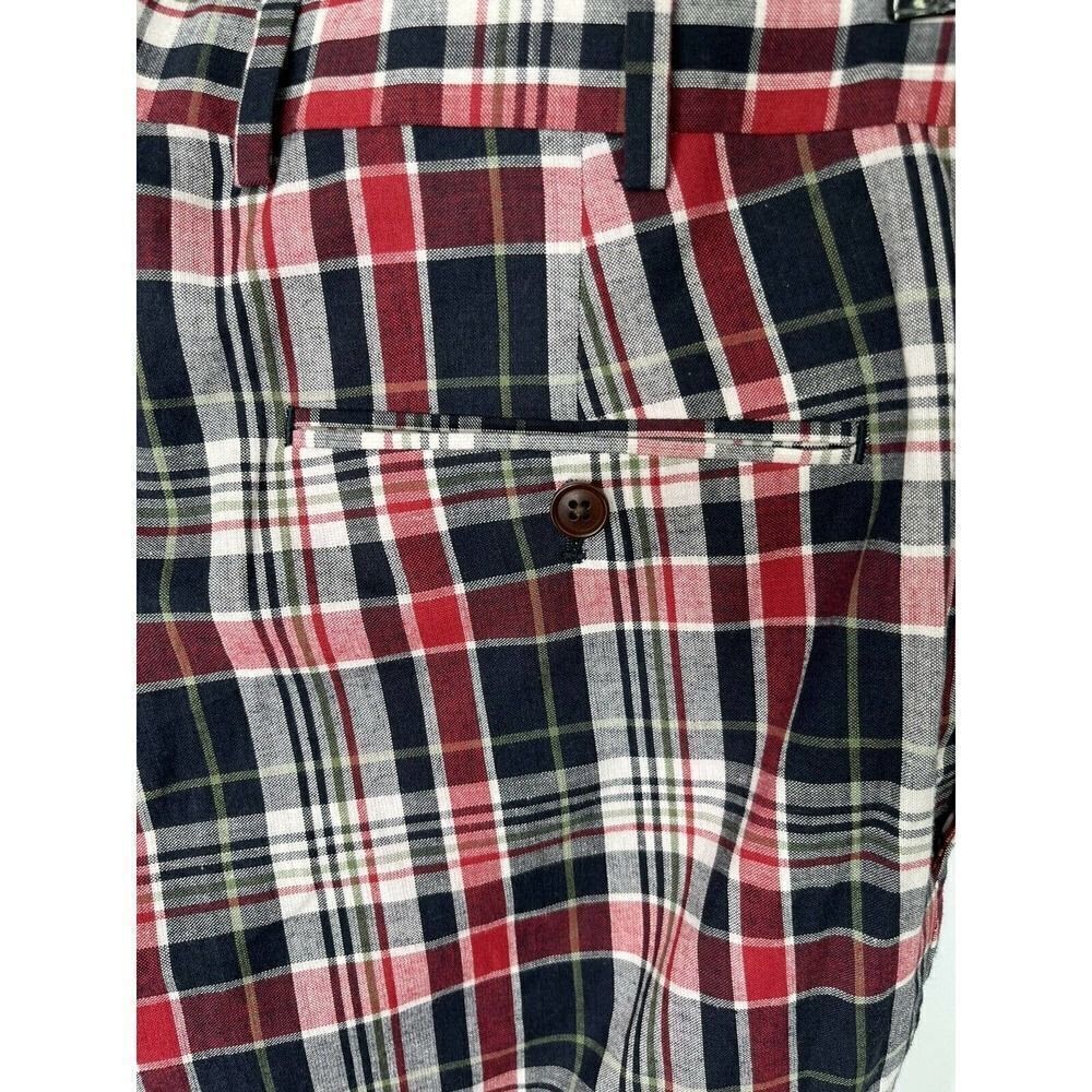 Brooks Brothers 346 Mens 38 cropped Madison Fit Plaid Pants Red Blue White - Picture 7 of 12